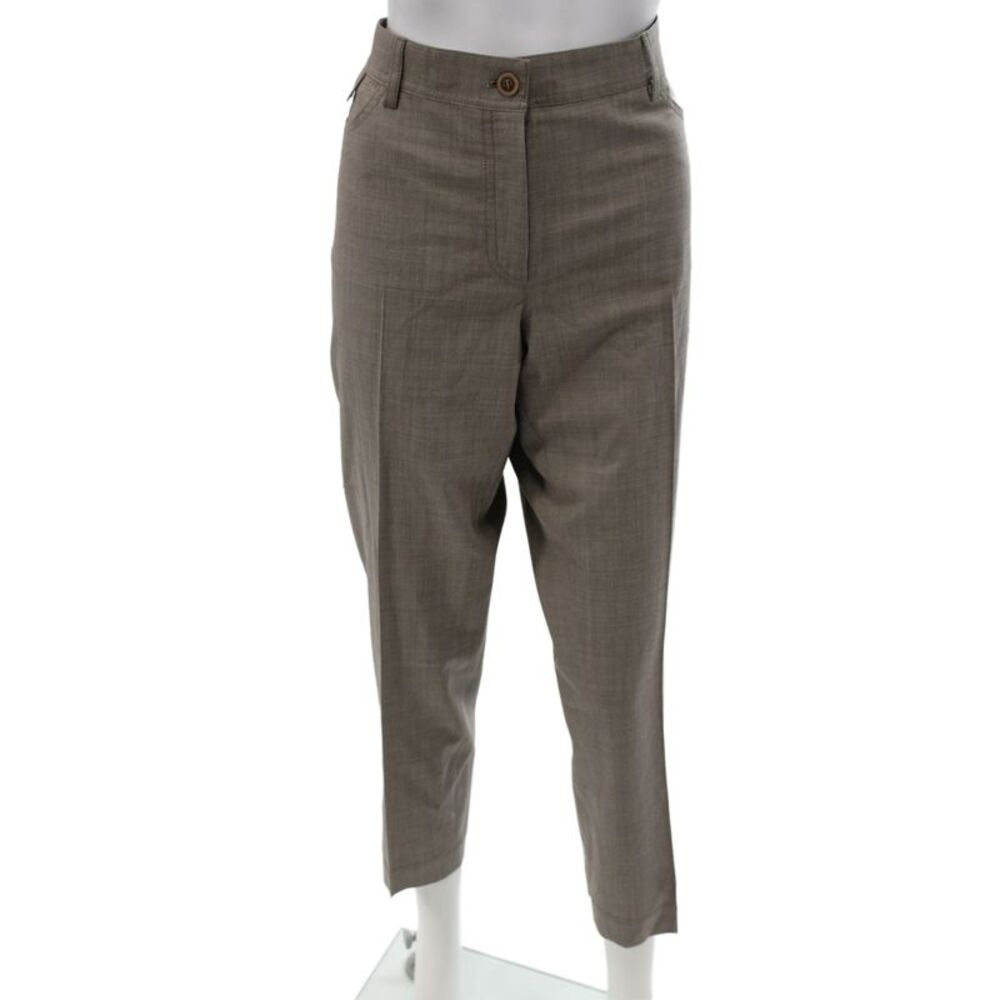 Gunex Women Dress Pants Brown Virgin Wool Button Inseam 28 Size 14